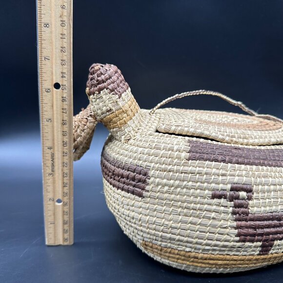 Vintage Duck Purse Woven Pine Needle Hanging Basket Krill Shoulder Bag Kitsch - Picture 8 of 10